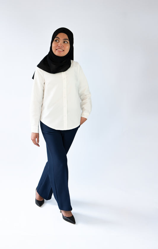 HIGHWAIST STRAIGHT LEG NAVY BLUE PANTS | 1.45-1.55 METER