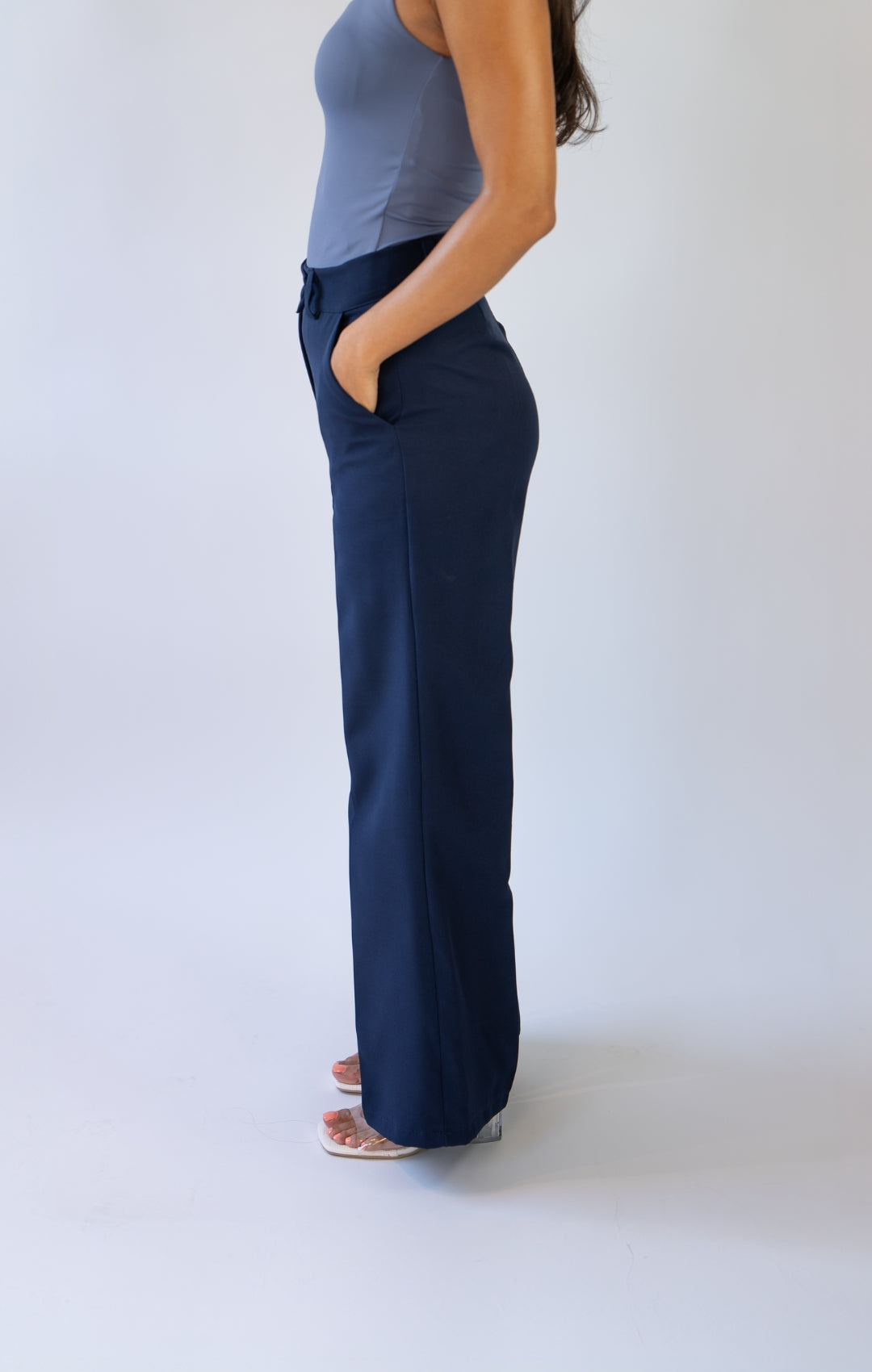 HIGHWAIST STRAIGHT LEG NAVY BLUE PANTS | 1.45-1.55 METER