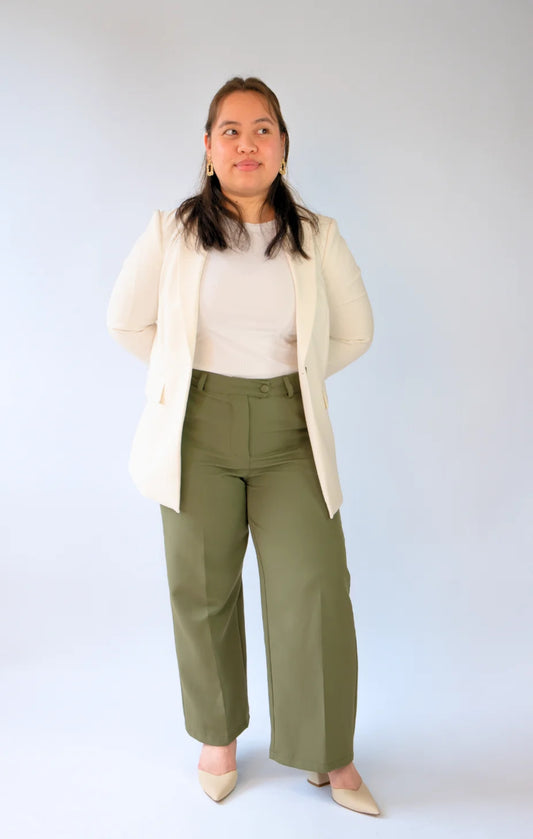 HIGHWAIST STRAIGHT LEG OLIVE GREEN PANTS | 1.45-1.55 METER
