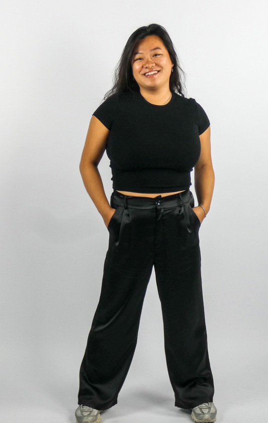 NOIR SATIN PANTS | HIGH WAIST | 1.45-1.65 METER