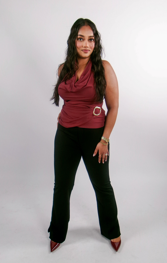 BLACK FLARED PANTS WITH SPLIT | 1.45-1.65 METER