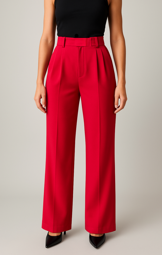 HIGHWAIST STRAIGHT LEG RED PANTALON | 1.55-1.65 METER