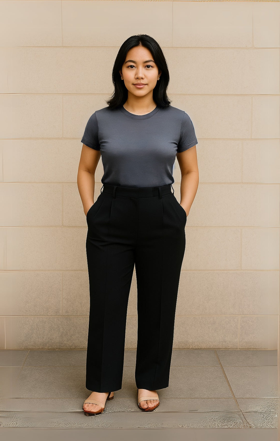 HIGHWAIST STRAIGHT LEG BLACK PANTALON | 1.55-1.60 METER