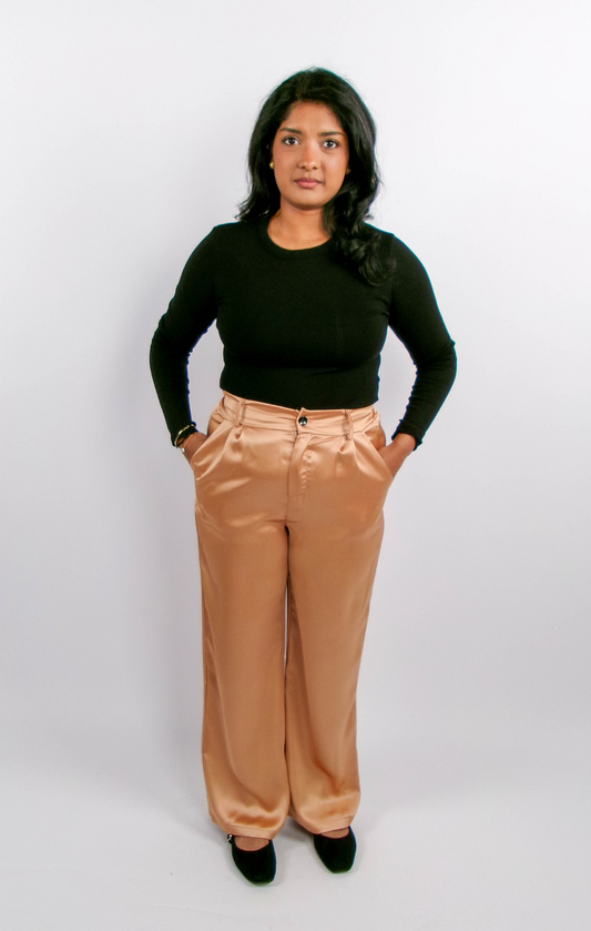 CHAMPAGNE SATIN PANTS | HIGH WAIST | 1.45-1.65 METER