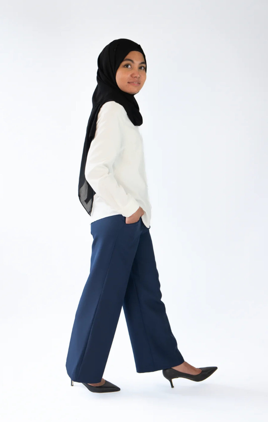 HIGHWAIST STRAIGHT LEG NAVY BLUE PANTS | 1.45-1.55 METER