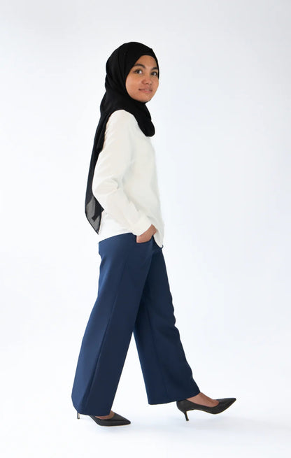 HIGHWAIST STRAIGHT LEG NAVY BLUE PANTS | 1.45-1.55 METER