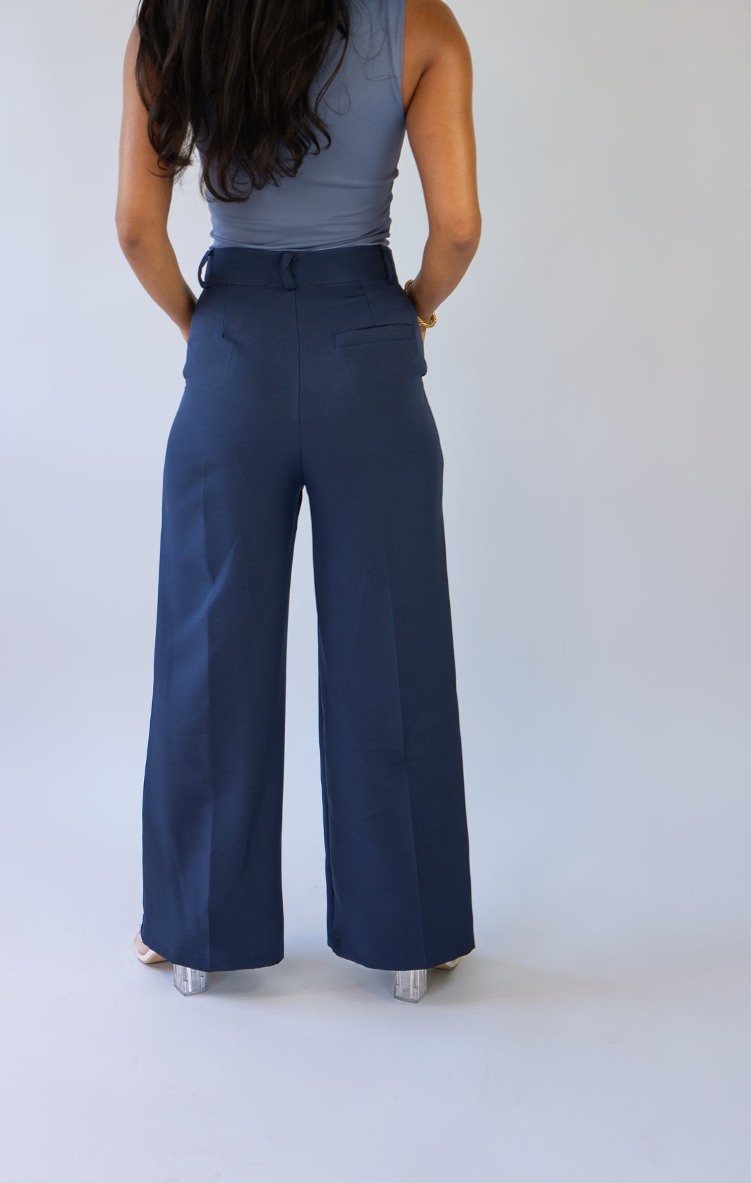HIGHWAIST STRAIGHT LEG NAVY BLUE PANTS | 1.45-1.55 METER