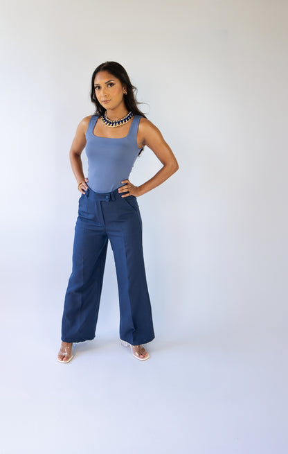 HIGHWAIST STRAIGHT LEG NAVY BLUE PANTS | 1.45-1.55 METER