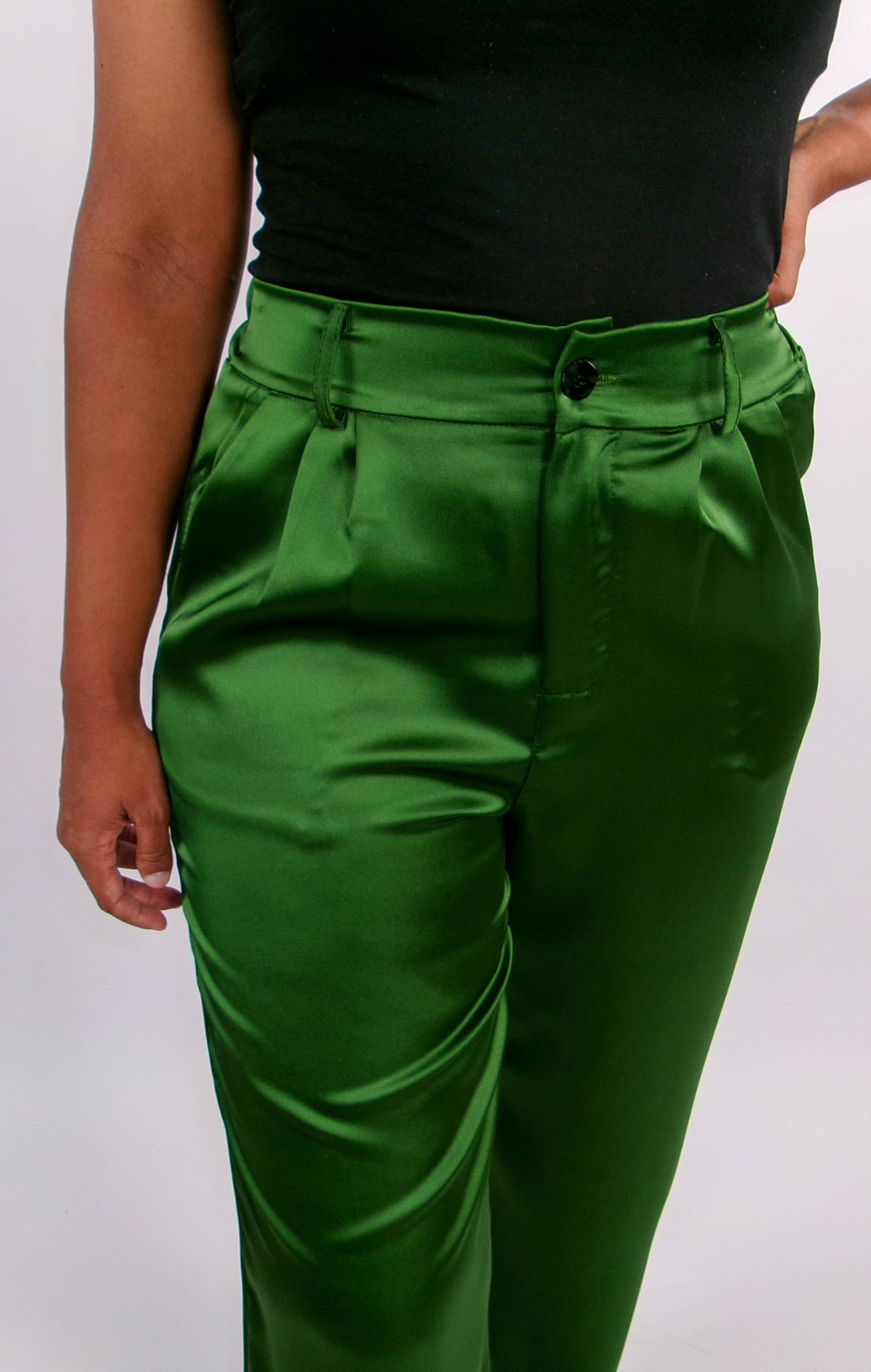 EMERALD SATIN PANTS | HIGH WAIST | 1.45-1.65 METER
