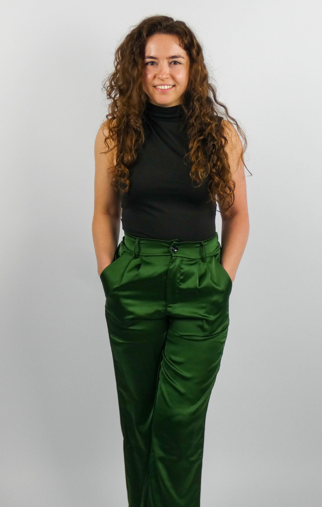 EMERALD SATIN PANTS | HIGH WAIST | 1.45-1.65 METER