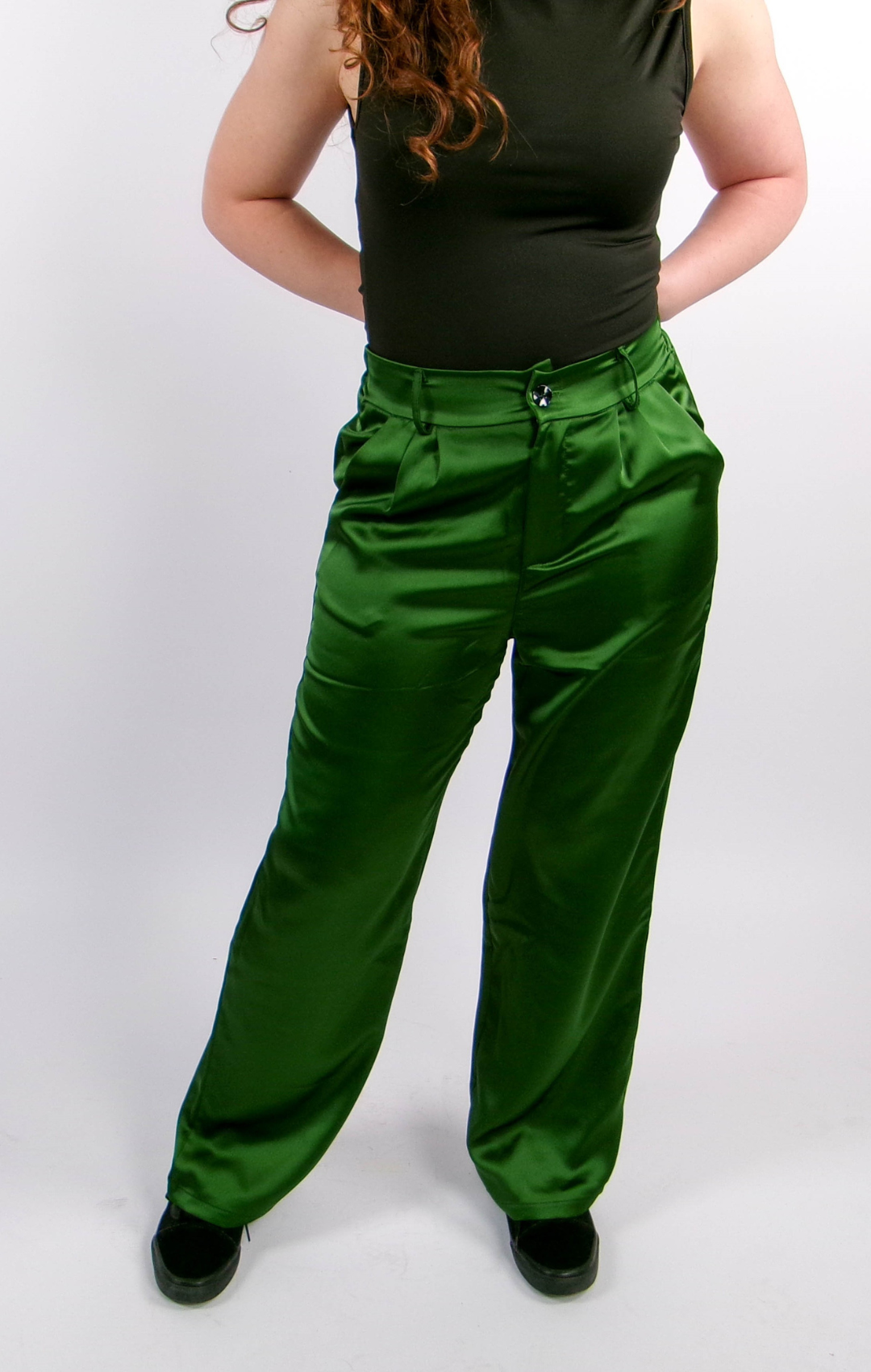 EMERALD SATIN PANTS | HIGH WAIST | 1.45-1.65 METER