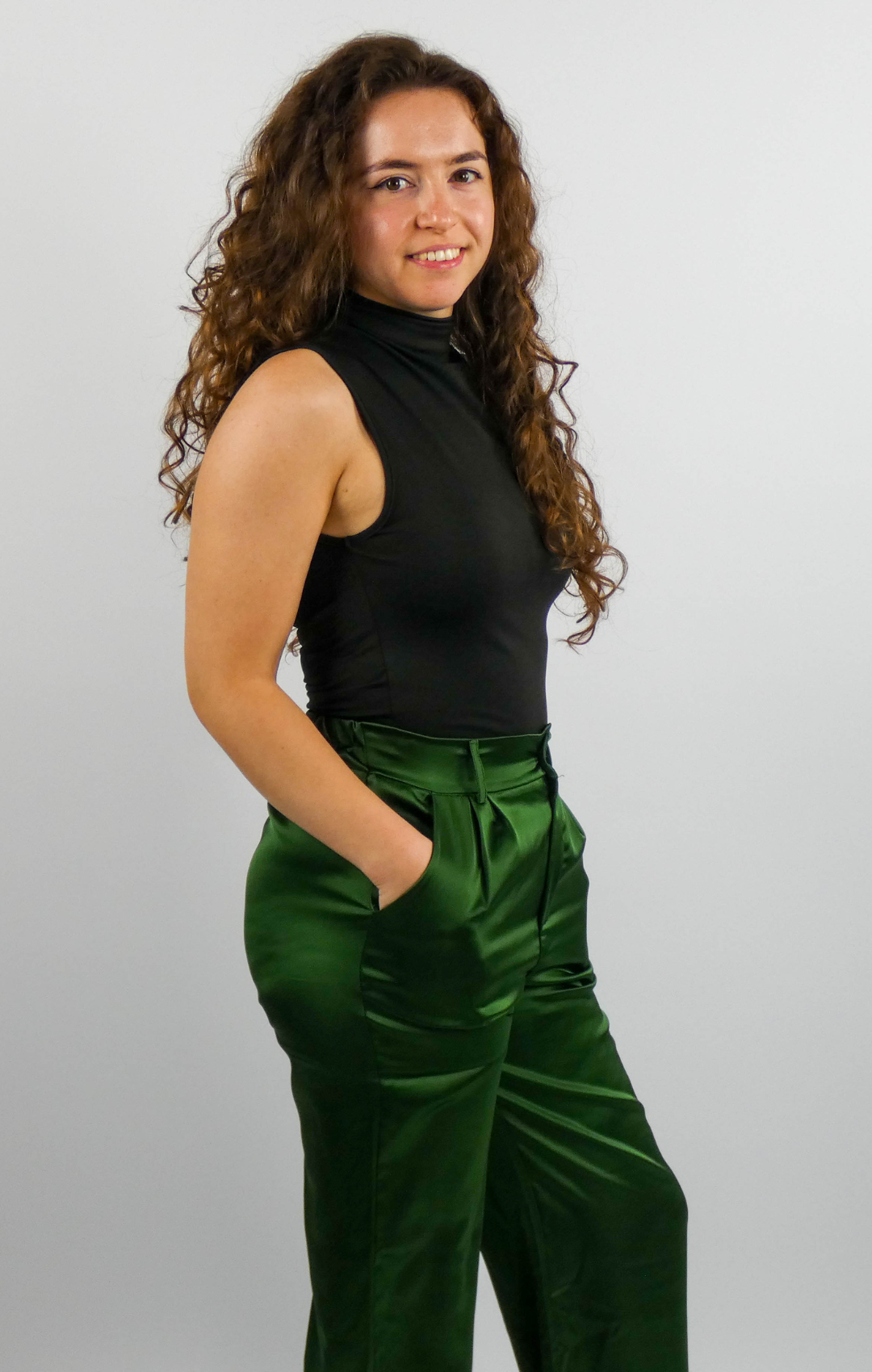 EMERALD SATIN PANTS | HIGH WAIST | 1.45-1.65 METER