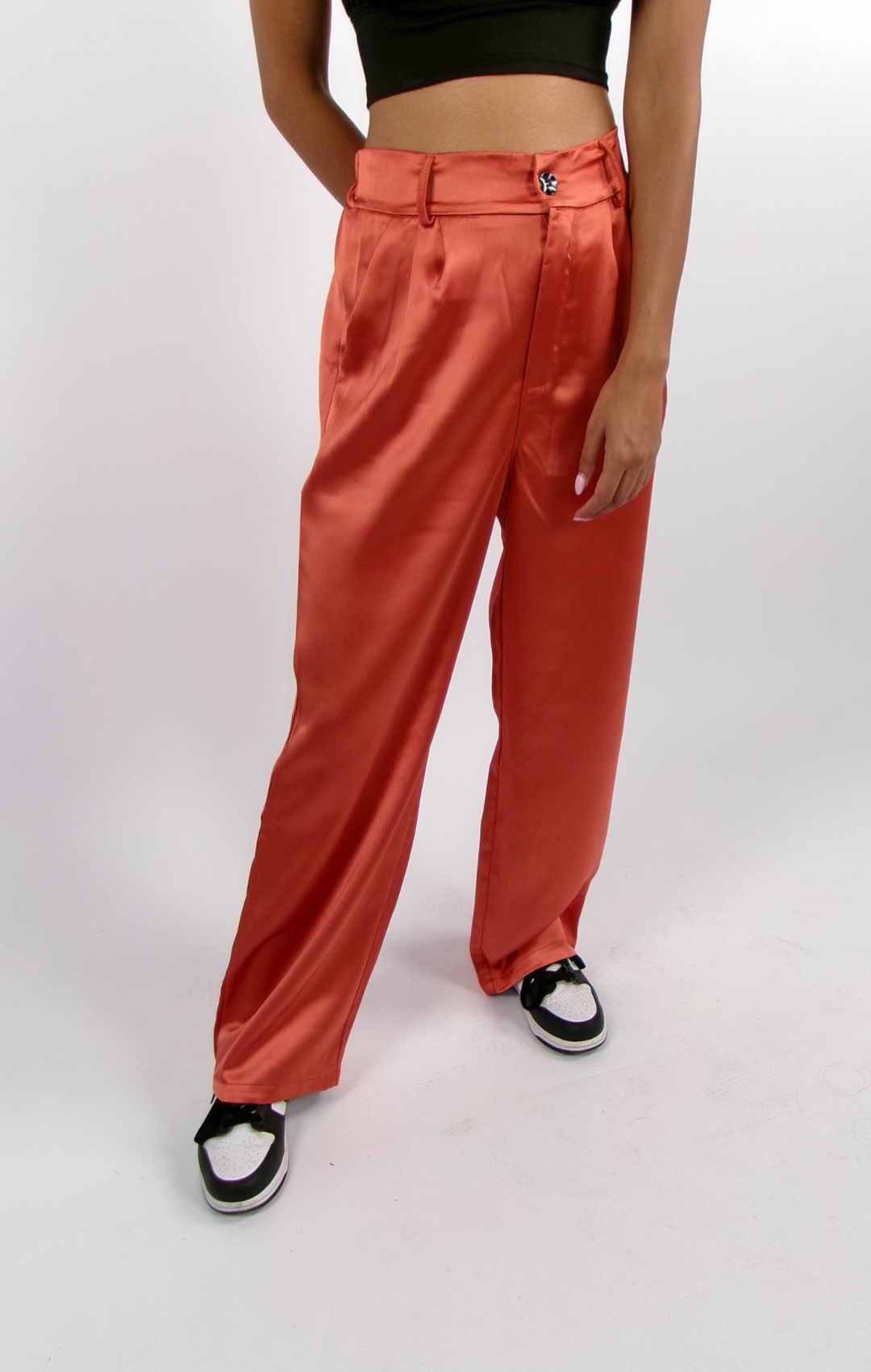CORAL SATIN PANTS | HIGH WAIST | 1.45-1.65 METER