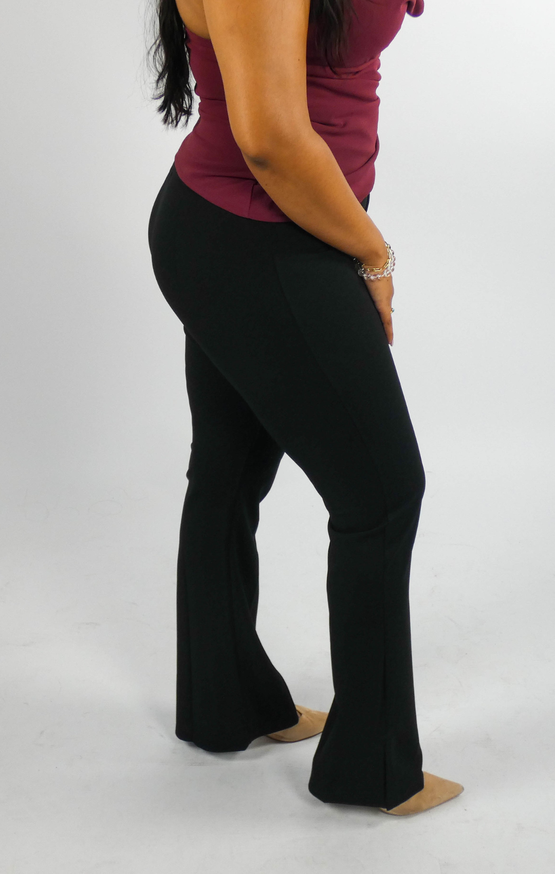 BLACK FLARED PANTS WITH SPLIT | 1.45-1.65 METER