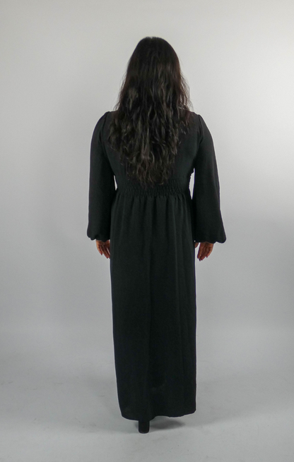 BLACK MAXI DRESS WITH SPLIT | CURVY FRIENDLY 1.50-1.65 METER