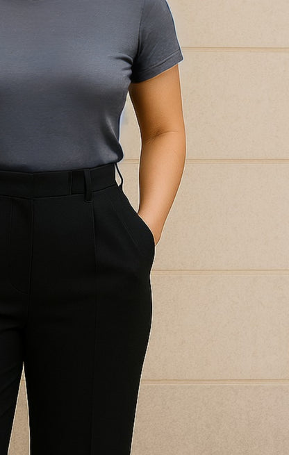 HIGHWAIST STRAIGHT LEG BLACK PANTALON | 1.55-1.60 METER
