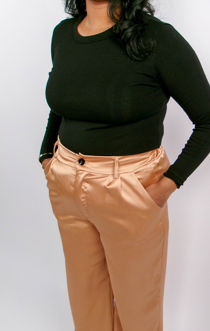CHAMPAGNE SATIN PANTS | HIGH WAIST | 1.45-1.65 METER
